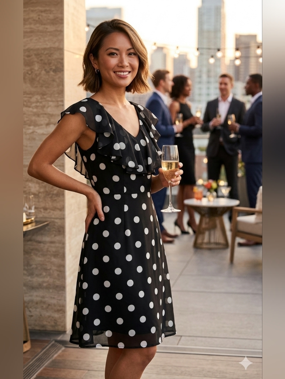 Black & White Polka Dot Milano Midi Dress Size 4 Feminine Dapper Day - Picture 1 of 7